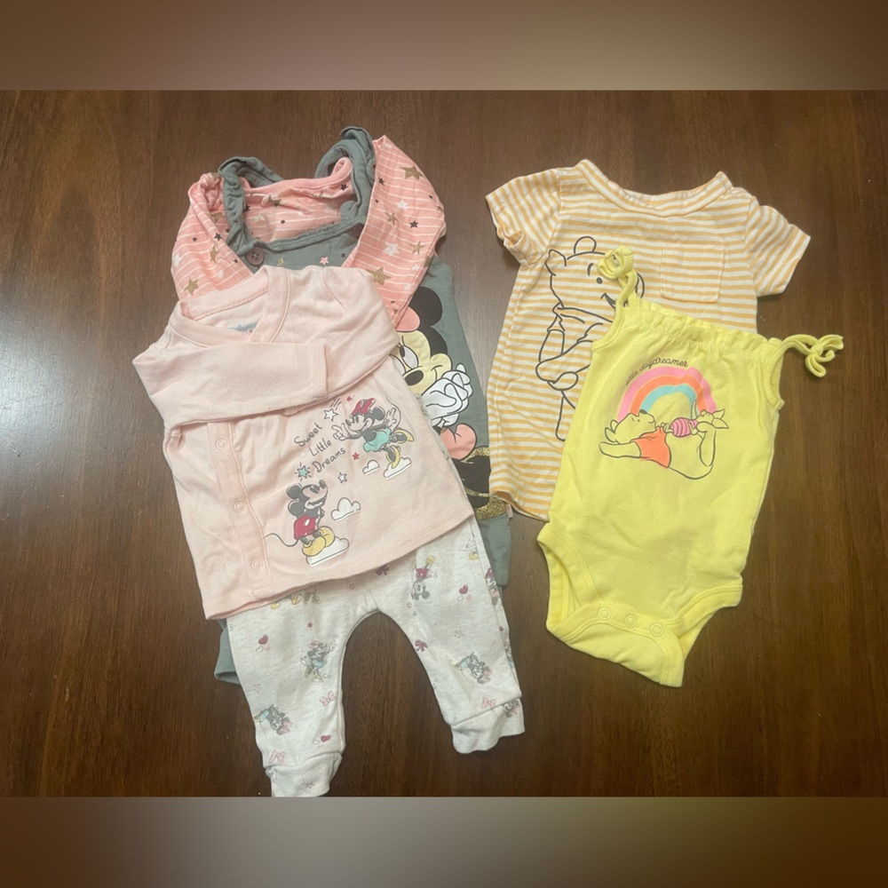 Mixed Disney Baby Girl Bundle with Minnie Mouse, M&M PJ Set and Pooh Bear